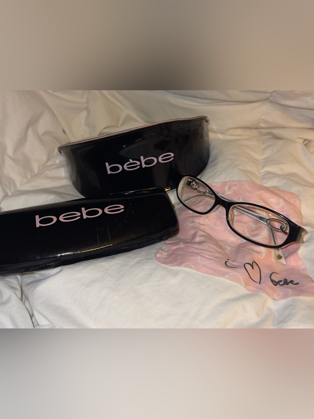 bebe 2 Women's Eyeglasses Cases & bebe Prescription Glasses w Cloth